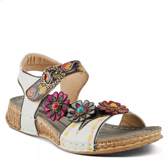 L'artiste Shoes - L'ARTISTE Nadira Genuine Leather Floral Embellished Strappy Comfortable Sandal